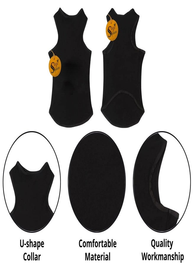 سايج سكوير تيشيرت قطني مريح للكلاب من Sage Square (عبوة من قطعتين)، صدرية بدون أكمام لملابس الكلاب، ملابس عصرية للجراء (أسود + أحمر) (مقاس كبير جدًا) (26 بوصة) - Image 2